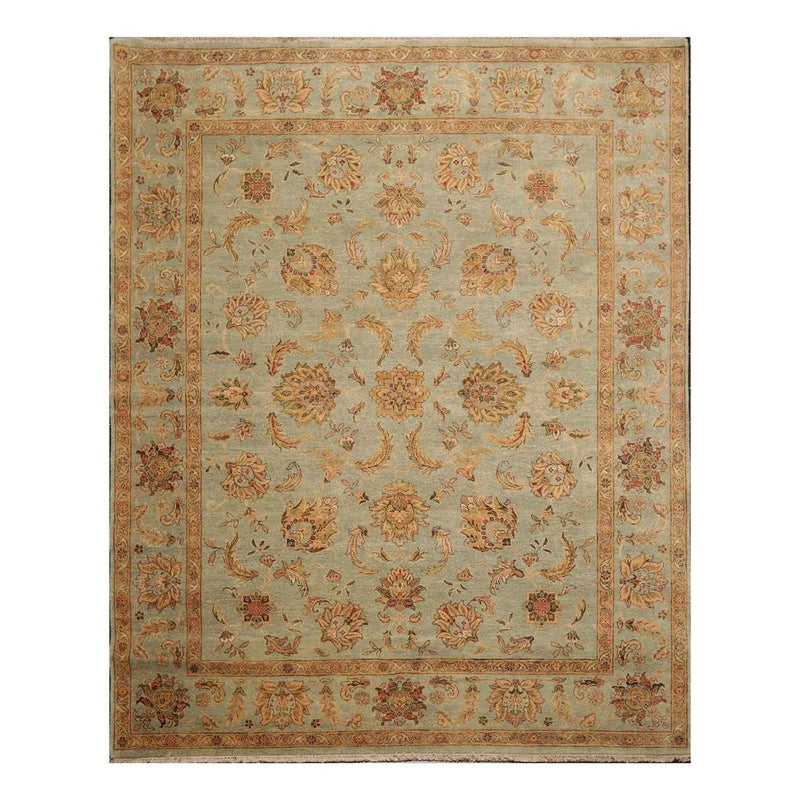 8' x 10' Hand Knotted 100% Wool Agra Oriental Area Rug Aqua