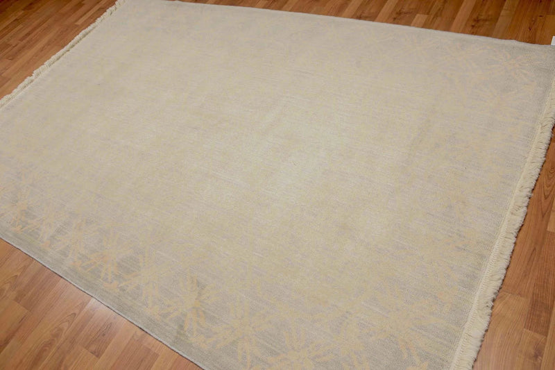 6' x 9' Hand Knotted Damask Pattern 100% Wool Area rug Gray