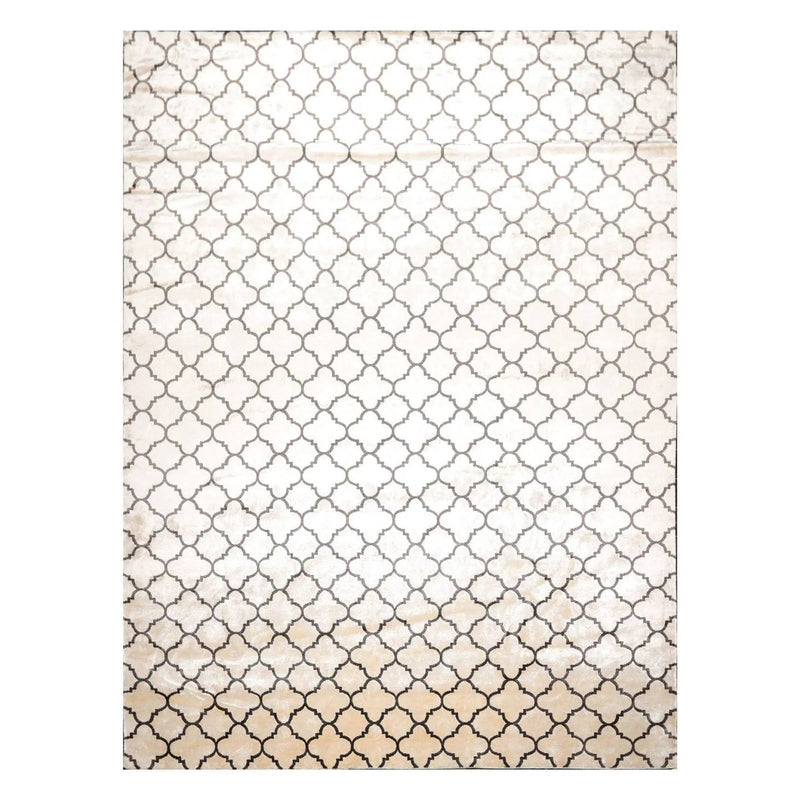 9' x 12' Hand Knotted Tibetan Viscose Quatrefoil Modern Oriental Area Rug Ivory