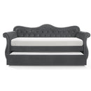 Abby Upholstered Velvet Wood Daybed with Trundle