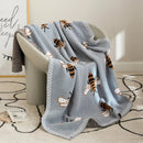 GobekUsa Kawaii Bee Pattern Cozy Blanket - Super Soft White Spot Edge Design