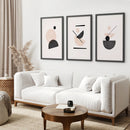 3 Piece Mid-Century Abstract Art. Beige and Black by Wall Art Set