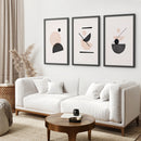3 Piece Mid-Century Abstract Art. Beige and Black