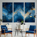 Abstract Blue Gold Wall Art Canvas Print – Modern Fluid