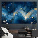 Abstract Blue Gold Wall Art Canvas Print – Modern Fluid