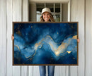 Abstract Blue Gold Wall Art Canvas Print – Modern Fluid