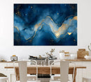 Abstract Blue Gold Wall Art Canvas Print – Modern Fluid
