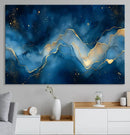 Abstract Blue Gold Wall Art Canvas Print – Modern Fluid