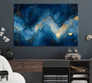 Abstract Blue Gold Wall Art Canvas Print – Modern Fluid