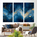 Abstract Blue Gold Wall Art Canvas Print – Modern Fluid