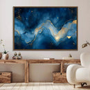 Abstract Blue Gold Wall Art Canvas Print – Modern Fluid
