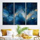 Abstract Blue Gold Wall Art Canvas Print – Modern Fluid