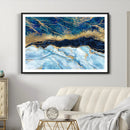 Abstract Blue and Gold Marble Canvas Print | 3-Panel Art for