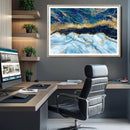 Abstract Blue and Gold Marble Canvas Print | 3-Panel Art for