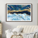 Abstract Blue and Gold Marble Canvas Print | 3-Panel Art for
