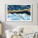 Abstract Blue and Gold Marble Canvas Print | 3-Panel Art for