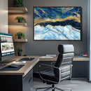 Abstract Blue and Gold Marble Canvas Print | 3-Panel Art for