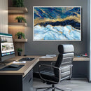 Abstract Blue and Gold Marble Canvas Print | 3-Panel Art for