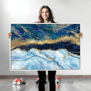 Abstract Blue and Gold Marble Canvas Print | 3-Panel Art for
