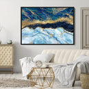 Abstract Blue and Gold Marble Canvas Print | 3-Panel Art for