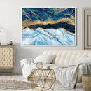 Abstract Blue and Gold Marble Canvas Print | 3-Panel Art for
