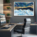 Abstract Blue and Gold Marble Canvas Print | 3-Panel Art for