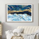 Abstract Blue and Gold Marble Canvas Print | 3-Panel Art for