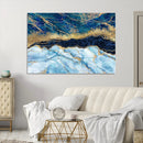 Abstract Blue and Gold Marble Canvas Print | 3-Panel Art for