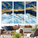 Abstract Blue and Gold Marble Canvas Print | 3-Panel Art for
