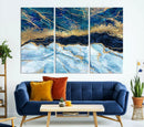 Abstract Blue and Gold Marble Canvas Print | 3-Panel Art for