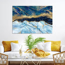 Abstract Blue and Gold Marble Canvas Print | 3-Panel Art for