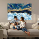 Abstract Blue and Gold Marble Canvas Print | 3-Panel Art for