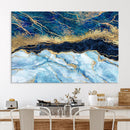 Abstract Blue and Gold Marble Canvas Print | 3-Panel Art for