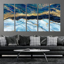 Abstract Blue and Gold Marble Canvas Print | 3-Panel Art for by MyGreatCanvas | Canvas Wall Art Prints | Photo Prints & Wall Decor