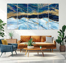 Abstract Blue and Gold Marble Canvas Print | 3-Panel Art for