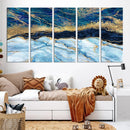 Abstract Blue and Gold Marble Canvas Print | 3-Panel Art for