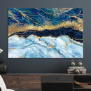 Abstract Blue and Gold Marble Canvas Print | 3-Panel Art for