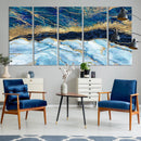 Abstract Blue and Gold Marble Canvas Print | 3-Panel Art for