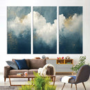 Abstract Blue White Wall Art Canvas Print – Modern Gold
