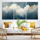 Abstract Blue White Wall Art Canvas Print – Modern Gold
