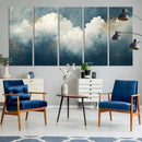 Abstract Blue White Wall Art Canvas Print – Modern Gold