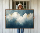 Abstract Blue White Wall Art Canvas Print – Modern Gold