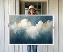 Abstract Blue White Wall Art Canvas Print – Modern Gold