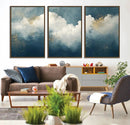 Abstract Blue White Wall Art Canvas Print – Modern Gold