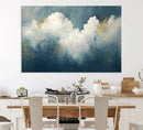Abstract Blue White Wall Art Canvas Print – Modern Gold