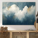 Abstract Blue White Wall Art Canvas Print – Modern Gold