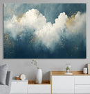 Abstract Blue White Wall Art Canvas Print – Modern Gold