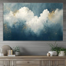 Abstract Blue White Wall Art Canvas Print – Modern Gold