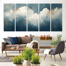 Abstract Blue White Wall Art Canvas Print – Modern Gold