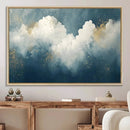 Abstract Blue White Wall Art Canvas Print – Modern Gold